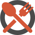 spoon and fork over plate icon